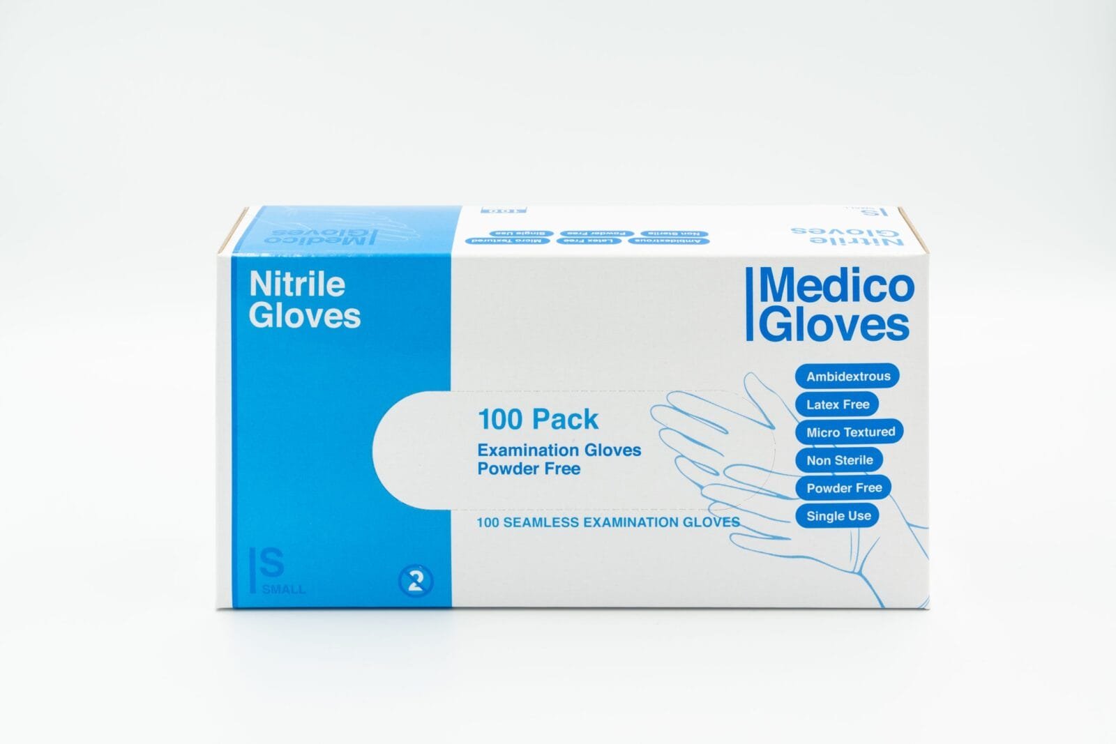 Medico Blue Nitrile Exam Gloves Medium - Box 100