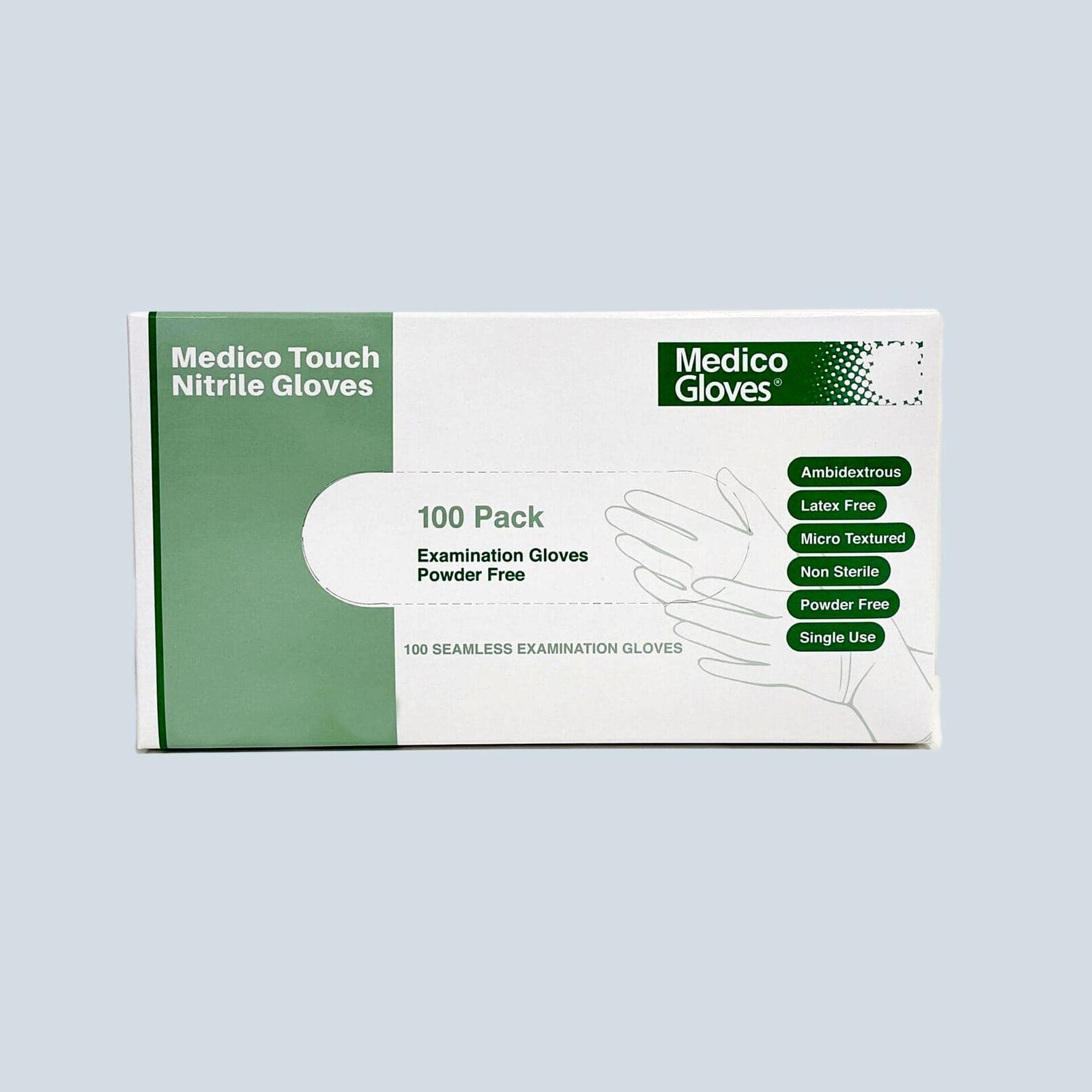 Medico Touch Blue Nitrile Exam Gloves Medium - Box 100